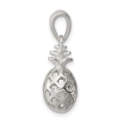 Sterling Silver 3D Pineapple Pendant with Polished Anti-Tarnish Finish