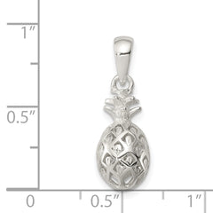 Sterling Silver 3D Pineapple Pendant with Polished Anti-Tarnish Finish