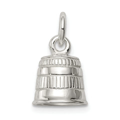 Sterling Silver 925 Thimble Charm with Polished 3D Design