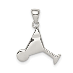 Sophia Jewelers 925 Sterling Silver Martini Pendant with Red and Green Enamel