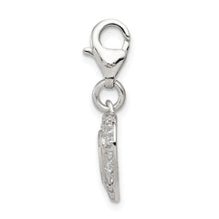 Sterling Silver 925 Heart Charm with Polished CZ Elegance