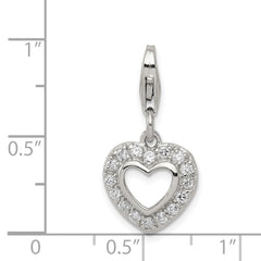 Sterling Silver 925 Heart Charm with Polished CZ Elegance