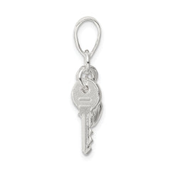 Sterling Silver 925 Heart Key Charm Polished Anti-Tarnish Elegant