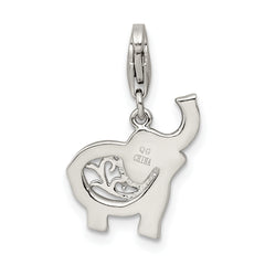 Sterling Silver 925 Blue Elephant Charm with Rhodium Polished Finish