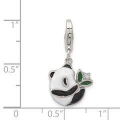 Sophia Jewelers Sterling Silver Panda Charm with CZ Accents Polished Enamel Finish