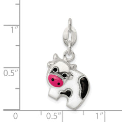 Sterling Silver Enameled Cow Charm Polished Childrens Theme