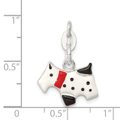 Sterling Silver 925 Scottie Dog Charm with Polished Enamel Finish