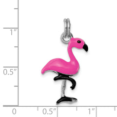 Sterling Silver 925 Flamingo Charm with Hot Pink Enamel Finish