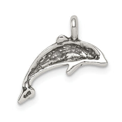 Sterling Silver 925 Dolphin Charm with Polished Antique Finish