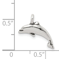 Sterling Silver 925 Dolphin Charm with Polished Antique Finish