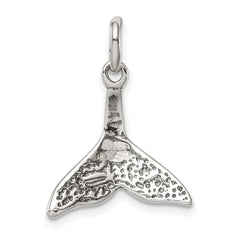 Antiqued Sterling Silver Whale Tail Charm with Anti-Tarnish Finish