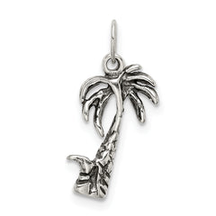 Sterling Silver 925 Antique Palm Tree Charm Pendant Vintage Solid Design