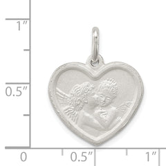 Sterling Silver 925 Angel Heart Charm with Polished Finish