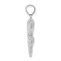 Sterling Silver 925 Dolphin Pendant with Rhodium Polish Elegant Charm