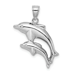 Sterling Silver 925 Dolphin Pendant with Rhodium Polish Elegant Charm