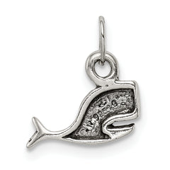 Sterling Silver 925 Whale Charm with Antiqued Finish for Children