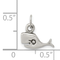 Sterling Silver 925 Whale Charm with Antiqued Finish for Children