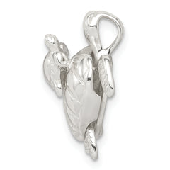 Sterling Silver 925 Mother & Baby Turtle Pendant Polished 3D Design