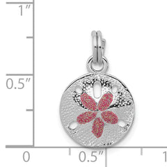 Sterling Silver 925 Sand Dollar Charm with Polished Rhodium Finish