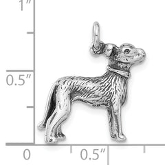 Sophia Jewelers 925 Sterling Silver 3D Dog Charm Polished & Antiqued