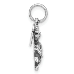 Sterling Silver 925 Alaska Moose Charm Polished Antiqued Women's Pendant