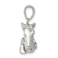 Men's Sterling Silver Horse Pendant with Polished Rhodium Finish