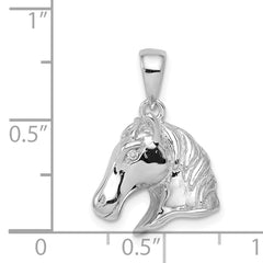 Men's Sterling Silver Horse Pendant with Polished Rhodium Finish