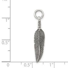 Sterling Silver 925 Men's Feather Pendant with Antique Finish