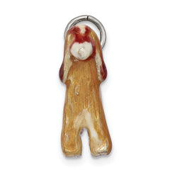 Sterling Silver 925 Enameled Afghan Dog Charm 3D Pendant
