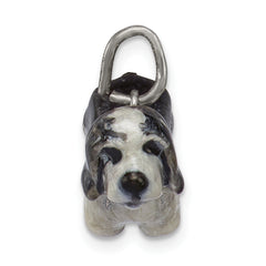 Sterling Silver 925 Bearded Collie Pendant with 3D Enamel Detailing