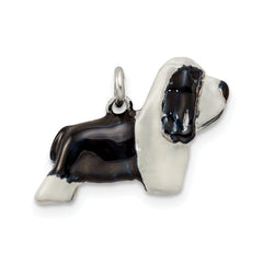 Sterling Silver 925 Bearded Collie Pendant with 3D Enamel Detailing