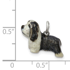Sterling Silver 925 Bearded Collie Pendant with 3D Enamel Detailing