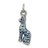 Silver Enamel Cat Sitting Charm