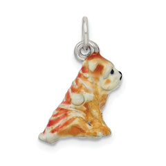 Sterling Silver 925 Shar Pei Charm with Enamel 3D Design