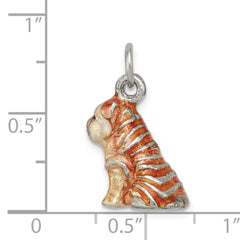 Sterling Silver 925 Shar Pei Charm with Enamel 3D Design