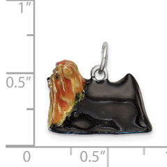 Sterling Silver 3D Enameled Yorkshire Terrier Charm Pendant Stylish Collectible