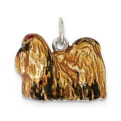 Sterling Silver 3D Shih Tzu Charm with Enamel Detail by Sophia Jewelers