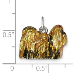 Sterling Silver 3D Shih Tzu Charm with Enamel Detail by Sophia Jewelers