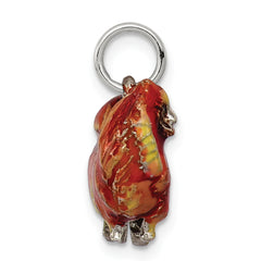 Sterling Silver 3D Enameled Pekingese Charm Pendant by Sophia Jewelers