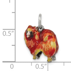 Sterling Silver 3D Enameled Pekingese Charm Pendant by Sophia Jewelers