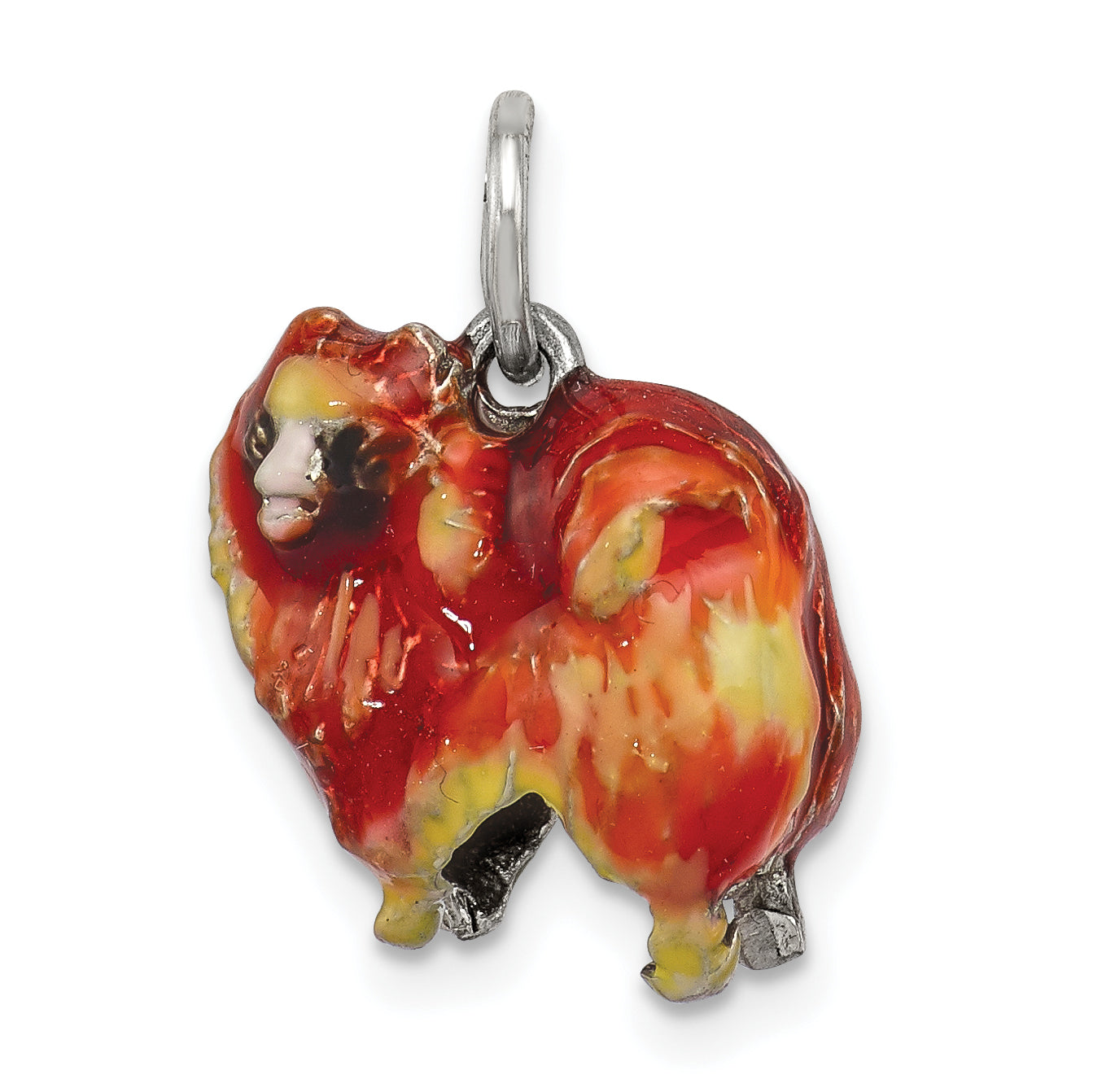 Sterling Silver Enameled Pekingese Charm