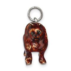 Sterling Silver 925 Enameled Pomeranian Charm in 3D Design