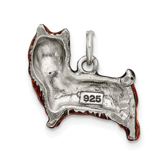 Sterling Silver 3D Enamel Cairn Terrier Charm Elegant Themed Pendant