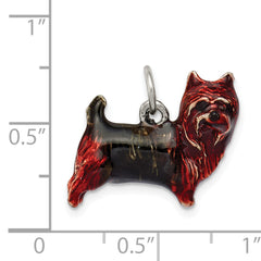 Sterling Silver 3D Enamel Cairn Terrier Charm Elegant Themed Pendant
