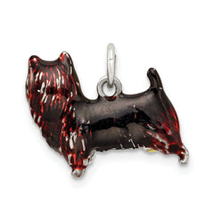 Sterling Silver 925 Cairn Terrier Enamel Charm 3D Jewelry Piece