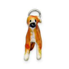 Sterling Silver 925 Whippet Charm with Enamel 3D Design