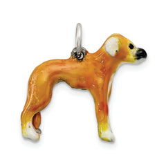 Sterling Silver 925 Whippet Charm with Enamel 3D Design