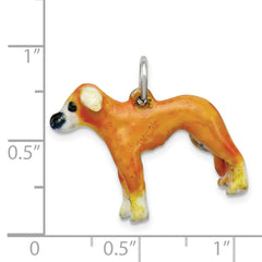 Sterling Silver 925 Whippet Charm with Enamel 3D Design