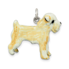 Sterling Silver Enamel Wheaton Terrier Charm 3D Design by Sophia Jewelers