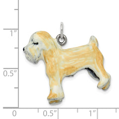 Sterling Silver Enamel Wheaton Terrier Charm 3D Design by Sophia Jewelers